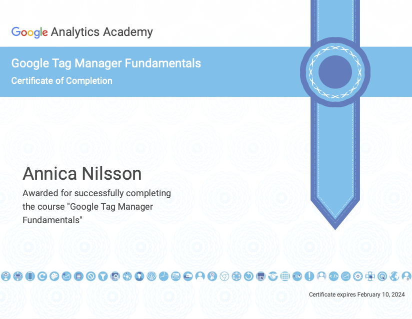 CertifikatGoogleTagManagerAnnicaNilsson